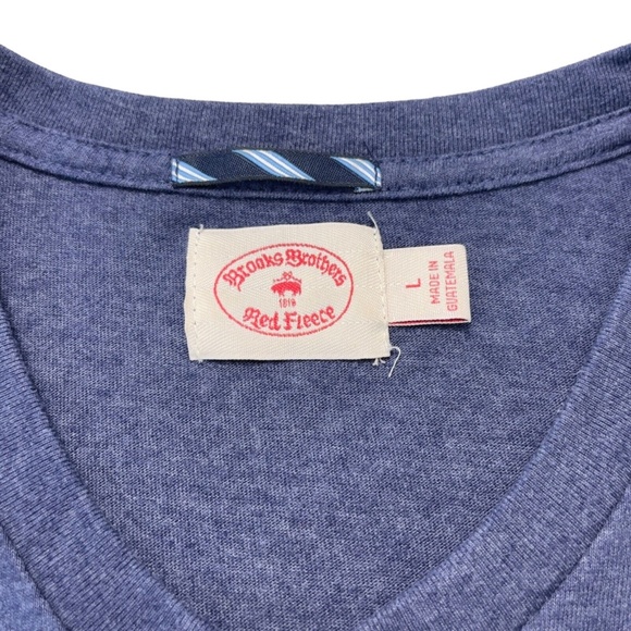 Brooks Brothers Red Fleece V Neck Tee T Shirt Heather Blue Womens Large - Picture 7 of 7